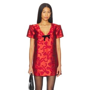 Show Me Your MuMu Red and Black Bow Mini Christmas Dress